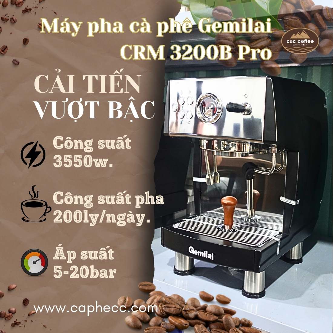 Máy pha cà phê Gemilai CRM 3200B Pro 2025 (2)